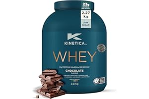 Kinetica Sports Whey Protein Powder - Chocolate, 2.27 Kg, 76 Servings | 23gm Protein, 5.5gm BCAA Amino Acid & 4.32gm Glutamine | Recovery Shake for Optimum Nutrition | WADA & Informed Sport Approved