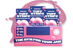 ROCKJAW® Tuff Stripz – Gomme à mâcher Tough Jawline | Exerciseur de mâchoire sans sucre | 2 fois plus résistant que la gomme ordinaire (lot de 10, Bubblegum Trubble)