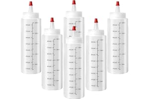 LUKIUP® Botella de Salsa, 6 pcs 250ml condimento Botellas Utilizado para Salsa BBQ Aceite de Oliva Ketchup Mostaza mayonesa Salsa Picante aderezo de Ensalada- a Prueba de Fugas y Libre de BPA