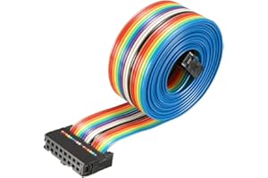 sourcing map Cable Plano Idc De 16 Pines Flexible Multicolor Cinta Arco Iris 148cm De Cable De Puente De Paso De 2,54 mm,1Pcs