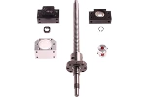 CNCMARKET Kugelumlaufspindel SFU1605-1200mm Linearführung mit 1605 Gehäusehalterung und BK/BF12 Kugelumlaufspindelstützen Wellenkupplungen D20L25 6.35mm X 10mm für Graviermaschine