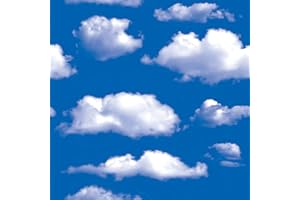 GLOW4U Vinyl-Tapete mit blauem Himmel und Wolken, selbstklebend, abnehmbar, Wandkunst, 45 cm x 3 m