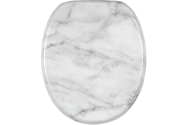 Sanilo Abattant WC frein de chute, Grande sélection de lunettes de toilette avec abaissement automatique, Fixation facile (Marbre)