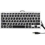 iKKEGOL® Mini USB Slim Wired 78 Key Small Super Thin Compact Keyboard for Desktop Laptop PC Win 7 (Black with Silver)