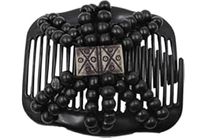 Vektenxi Les femmes en bois perles magiques double pince à cheveux élastiques cheveux peignes clips noir rentable et durable