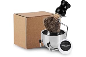 LAYHOU borsuka włosia zestaw pędzli do golenia, zestaw narzędzi do golenia na mokro z uchwytem na szczotkę, stojak, mydelniczka, zestaw pędzli do golenia, narzędzia do czyszczenia golenia na mokro, zestaw do