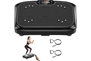 Werara Vibration Plate, Vibration Plate Exercise Machine for Lymphatic Drainage 199 Speeds, 7 Modes Vibrating Plate Weight Loss with 2 Resistance Bands and Bluetooth, Power Plate 450 Lbs Capacity
