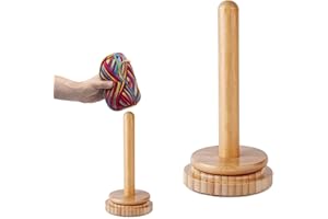 MisFun Dévidoir Laine, Porte Fil en Bois Pour Tricot, Distributeur de Fil en Bois Pour Crochet, Dérouleur de Laine Avec Roulement à Billes, Support de Laine en Bois, Support de Pelote de Laine