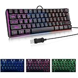 Gaming Keyboard, RGB Mechanical Keyboard Rainbow LED Backlit Feeling Smooth Linear Compact Design 61 Keys Ergonomic USB Wired