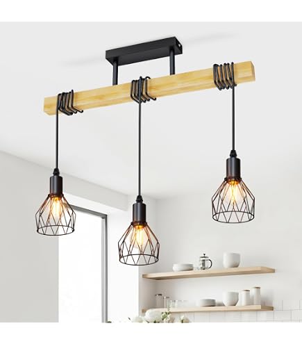 Pendel-Strahler Deckenlampe Vintage – Holz &  Produktbild-Vorschau 4
