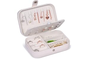 JOYUE Pudełko na biżuterię, futerał na biżuterię ze skóry PU, podróżne etui do przechowywania biżuterii na pierścionki, kolczyki, naszyjnik, bransoletki, organizer, pudełka do przechowywania biżuterii, Poliuretan