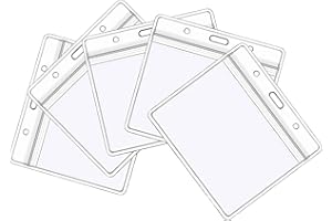 GUNWON 5PCS Plastic Card Holder,Clear Waterproof Plastic Badge Holders Name Tag Clear Badge ID Card Holder,Wallets Pocket Holder Double Sided Badge Holders Lanyard Card Holder for Home,Office,School