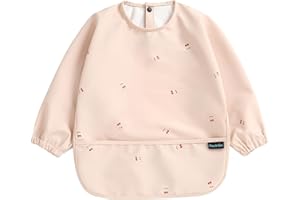 PewinGo Weaning Bib with Long Sleeves & BLW, Soft and Skin-Friendly Material, Coverall Bibs for Baby Feeding, Waterproof and Easy to Clean & Machine,for Baby Infant Toddlers
