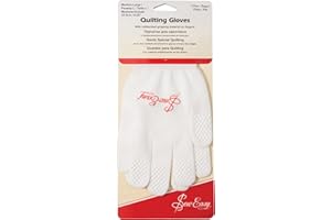 Sew Easy Gants de matelassage - Taille M à L - 23,5 cm - Poignée caoutchoutée - Réduit la fatigue de la main - Coupe élastique - Protection contre les épingles et les aiguilles pour le matelassage et
