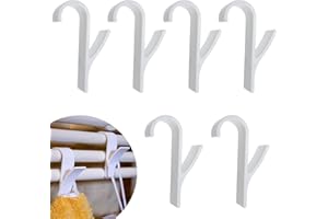 DonLeeving 6 Pieces Bath Hook Holder Plastic Heated Towel Rail Radiator Hooks Tubular Bath Hook Holders Crook Grab(White)