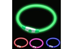 woeita LED Dog Collar,Glow Light Collar for Dogs,Ultra Bright USB Rechargeable Cut to Fit Any Size - Rechargeable Battery - Increased Visibility & Safety For Your Pets(Green)