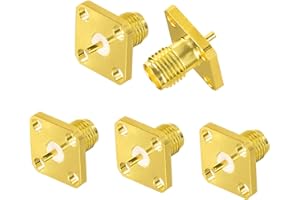 Superbat Connettori SMA Femmina 4 Fori Pannello Montaggio Telaio Flangia Connettore Coppa Saldatura SMA Connettore Paratia Confezione da 5