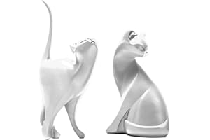 SIMDIM Gatti Statua Figurine, Gattini Ornamenti Statua, Moderni Soprammobili Scultura Statua Ornamenti, Accessori Casa Arredamento, Animali domestici Statuette Design Casa, Decorazioni Casa Moderna (argento)