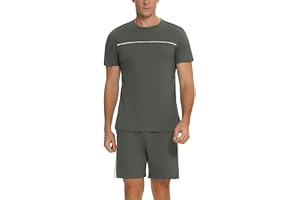 Marvmys Pijama Hombre Verano 100% Algodón Corto Pijamas Hombre Mangas Cortas 2 Piezas con Camiseta y Pantalones Cortos Conjunto de Pijama para Hombre S-XXL