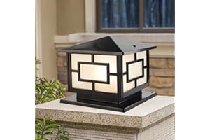 Mengjay Trade Vintage Lampe Pilier Portail E27, Étanche Jardin Lampadaire Extérieur, Lampe Pilier Portail Aluminium pilier phare, Lampe De Chemin Sentier Terrasses Patio Cour Lampes De Poteau (Noir)