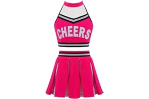 Aislor Disfraz Animadora para Niñas Conjunto de Danza 2 Piezas Top sin Manga y Flada Corta con Estampado Letras Disfraz Carnaval Halloween Niña