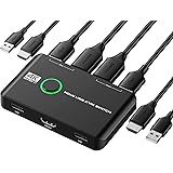 Rybozen KVM HDMI Switch, 4K @60Hz KVM Switch 2PC 1 Monitor 2 USB pour 2 Ordinateurs Partageant Clavier, Souris et un Moniteur