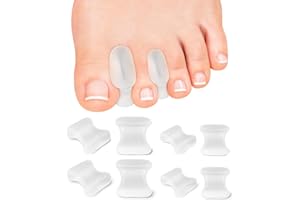 QUALDESN 8 PCS Toe Separator, Silicone Toe Spreaders Bunion Gel Toe Spacers Separators, with 3 Sizes for Women Men Toe Pain Relief for Curled Toes and Overlapping Toes, Calluse (2L+4M+2S)