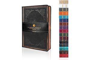 VICTORIA'S JOURNALS Leatherette Vintage Journal Hard Cover Lined Notebook Old Looking Travel Pocket Diary, Mini B6 Size 6.5'' x 4.7''