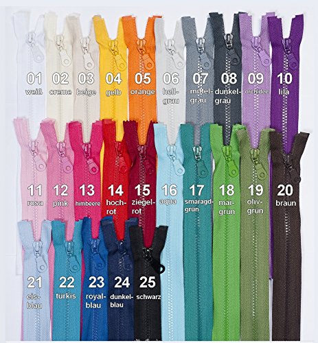 2 Reißverschlüsse, mit Zähnchen, teilbar, 30 cm lang, 25 Farben / Farbe: 08