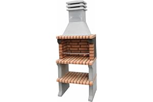 MAESTRO FERRETERO MOVELAR - Barbecue préfabriqué à bois et charbon de bois en béton réfractaire modèle Liz XL (Gris, Orange - 76 x 58 x 210 cm) REF: 3412/3 - Barbecue compact pour cuisine d’extérieur jardin ou terrasse
