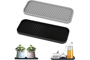 Belugsin 2 Pezzi Organizer per lavello Portaspugne in Silicone, Tappetino Scolapiatti da Cucina per spugne (Nero,Grigio)