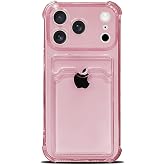 حامل بطاقات محمي متوافق مع الكاميرا لهاتف iPhone 17 Pro Max، تصميم وسادة هوائية، حافظة سيليكون شفافة مضادة للصدمات