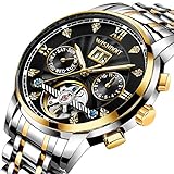 Herren Uhren Mechanische Automatik Männer Wasserdichte Kalender Edelstahl Armbanduhren mit Mode Elegante Business Kleid Gold Schwarz