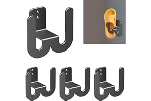 WIYETY Uchwyt na buty do montażu na ścianie, półka na buty, regał wiszący, 4 sztuki, regał na buty z metalu, wieszak na buty, montowany na ścianie, czarny regał na buty, bez wiercenia