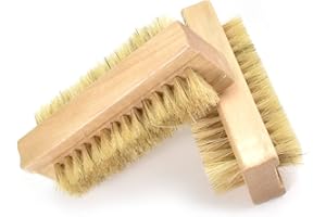 Colexy 2pcs Spazzola per Mani e Unghie con Setole di Cinghiale, Spazzolino per Unghie, Pennello per Unghie Nail Art Doppia Faccia Pennello Piccolo per Pulire le Dita Delle Mani e Dei Piedi