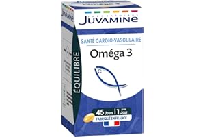 JUVAMINE - Oméga 3 - Santé Cardio-Vasculaire - Contribue à une Fonction Cardiaque Normale - 45 Capsules pour un Programme de 45 Jours - Fabriqué en France