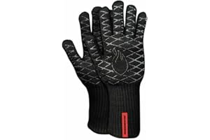 FEUERMEISTER Grill-Handschuhe „Premium BBQ“ aus Aramid/Nomex, Schwarz/Rot, 2er-Set, Größe 10