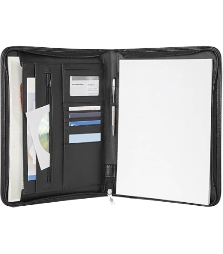 Porte-documents A4 En Nylon Anthracite - Avec Compartiment Tablette, Bloc-notes, Anneaux, Nombreuses Poches