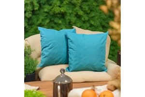 A ATH COLLECTION Premium Large Garden Scatter Cushion Water Resistant Cushions For Garden Furniture 18 x 18 Inch Shredded Foam Filled Outdoor Seating Great for Patio Rattan Chairs (4, Aqua)