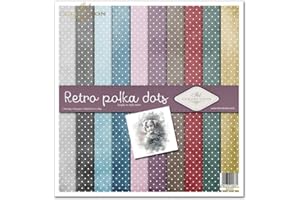 ITD Collection - Confezione per scrapbooking, 12 x 12 pollici, carta decorativa, decoupage, creazione di biglietti, dimensioni carta - 310 x 320 mm (Retro polka dots -SLS-015)