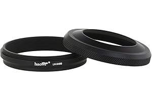 Haoge LH-X49B - Parasol de metal ultrafino 2 en 1 con anillo adaptador para cámara Fujifilm Fuji FinePix X100 X100S X100T X70 X100F DSLR color negro, reemplaza Fujifilm LH-X100 AR-X100 LH-X70