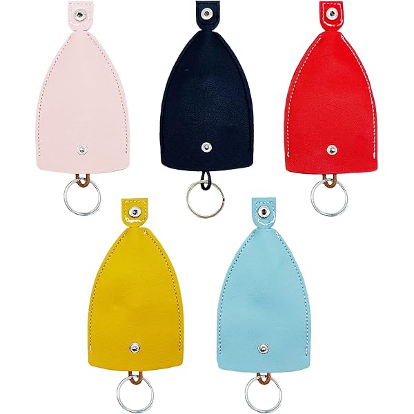 Lot De 4 Sacs à Clés En Cuir PU - Porte-clés Avec Anneau Rétractable, Protection Clés Voiture/maison