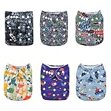 Alva Baby New Design Reuseable Washable Pocket Cloth 6 PCS Diaper Nappies + 12Inserts 6DM14-EU