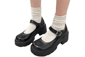 tinetill Damen Mary Jane Schuhe Schwarz Schnallenriemen Runde Zehen Wohnungen Flacher Mund Süße Lolita Prinzessin Schuhe Plattform Gothic Retro Schuhe