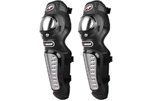 BaronHong 2 pezzi moto ciclismo sportivo acciaio al ginocchio ginocchiere Shin Body Armor (nero, M)