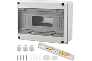 JEEJINYAN Sicherungskasten Aufputz 1 Reihig IP65, Aufputz Verteilerdose mit 12 Module Aufputzverteiler, mit Messingklemmen, für Garten Oder Außenbereichen, Villen, Ladesäulen