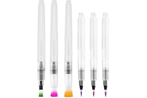 Skyzone Juego de 6 bolígrafos de Acuarela, bolígrafos de Pintura de Acuarela, bolígrafo con depósito de Agua con 6 Pinceles de Diferentes tamaños para Pintar con Acuarela, Mezcla de Colores