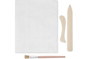 PH PandaHall Kit di Stoffa per Rilegatura di Libri Set di Strumenti di Rilegatura con 2 Foglio Panno di Cotone Bianco 2 Pezzi Cartella in Osso 1 Pennelli per Rilegatura di Libri Fai Da Te, 3 m