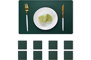 pigchcy Leather Placemats,Durable Waterproof Placemat for Dining Table,Washable PVC Kitchen Placemats Set of 8 for Indoor Outdoor (45 x 30 cm, Grass Green)