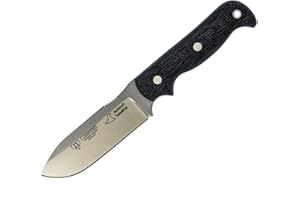 CUDEMAN ALBACETE Cuchillo Cudeman 181-T SANABRIA BUSHCRAFT de "un duende de negro" hoja de acero ACX-380 de 9 cm empuñadura de yute negra de 10 cm funda de cuero para Caza, Pesca, Supervivencia y Bushcraft